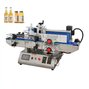 HZPK Desktop Mini Automatic Adhesive Sticker Labeling Machine For Plastic Round Bottle