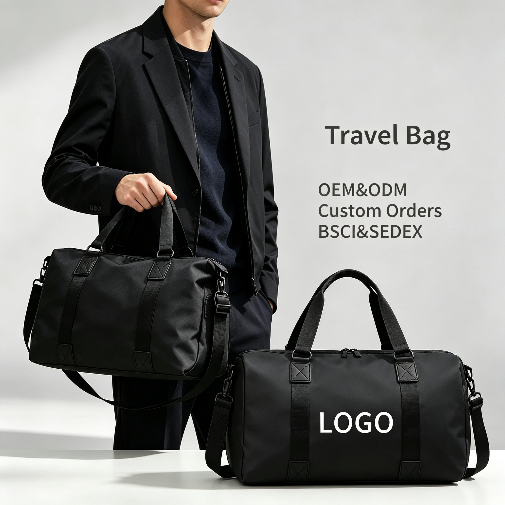 Black Waterproof PU Duffle