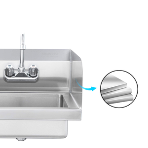 Lavabo mural en acier inoxydable de fabrication en acier de cuisine commerciale avec <span class=keywords><strong>garde</strong></span>-boue latéral - Product Image 3