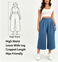 Pantalon large texturé pour femme avec logo personnalisé, taille élastique, culotte décontractée pour un usage quotidien