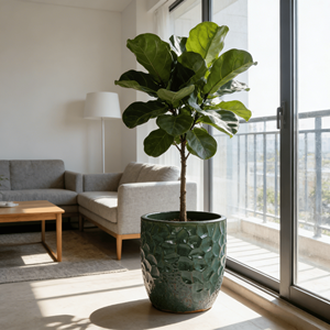 Jardinière en céramique elliptique en poterie émaillée vert foncé de style américain vintage - Écologique, durable, pour l'intérieur et l'extérieur, pour la maison et le jardin - Product Image 2