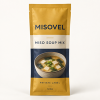 Sachet d'emballage personnalisé à trois soudures latérales pour mélange de soupe miso avec film barrière à l'humidité et emballage alimentaire à marque privée