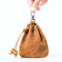 Pochette à cordon en cuir véritable, porte-clés, mini sac à dés, porte-clés fait main, cadeaux mignons, pochette de rangement pour dés, porte-clés