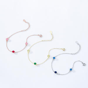 Pulsera de Cadena Chapada en Oro con Circonita Redonda Pequeña Amarillo-Verde en Plata de Ley S925 para Joyería Femenina, Versión de Cobre Personalizable - Product Image 4