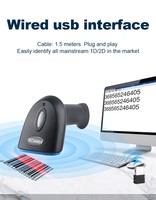 Lecteur de codes-barres QR portable TB20, lecteur de codes-barres filaire 2D avec support