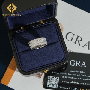 ZUANFA JEWELRY แหวนวงกว้างประดับเพชรโมอิสซาไนต์ 4 แถว รุ่นใหม่ล่าสุด ดีไซน์หรูหราสไตล์ฮิปฮอป พร้อมใบรับรอง GRA - Product Image 4