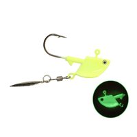 Têtes de gabarit de pêche lumineuses aux UV têtes de gabarit Swimbait avec lame de saule luminescent coloré peint poids rotatif prêt à être expédié