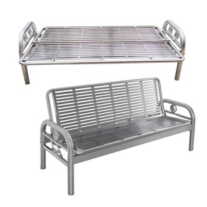 Divano Letto Trasformabile 2-in-1 in Acciaio Inox, Daybed Pieghevole in Metallo per Tutte le Stagioni per Uso Interno ed Esterno, Soggiorno e Giardino Moderno - Product Image 1