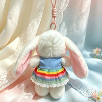 Porte-clés en peluche lapin aux oreilles tombantes mignon et adorable - Cadeau d'anniversaire créatif et breloque de sac décorative aux longues oreilles