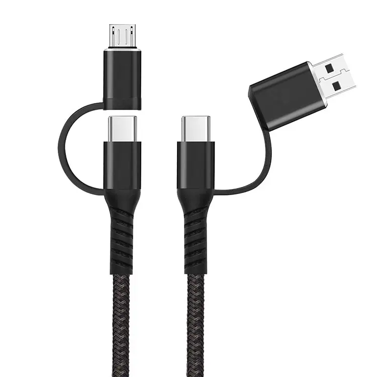PD 60W Fast Charging Braided 4 in 1 USB Cable Universal Multi Charger Cable