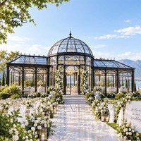 Serre de jardin extérieure commerciale de grande taille BLVE, style victorien, en métal noir, pour événements de mariage et serres