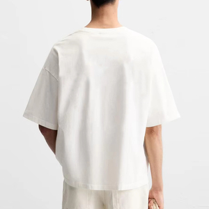 เสื้อยืดทรงบ็อกซี่พิมพ์โลโก้ตามสั่ง ผ้าฝ้ายพรีเมียม 100% สีขาวล้วน ผู้ผลิตเสื้อยืดคุณภาพสูง 250gsm เสื้อยืดโอเวอร์ไซส์ - Product Image 2