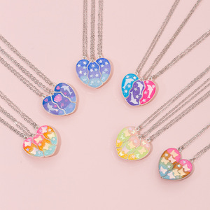 Nuove Collane per Bambini, Graziose Collane con Ciondolo a Forma di Farfalla Smaltata e Cuore, Set di Gioielli per Amici - Product Image 1