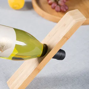 عينة المتاحة الجملة الحرفية الخيزران خشبية الجدول كونترتوب زجاجة نبيذ واحدة حامل رف الإبداعية النبيذ زجاجة حامل