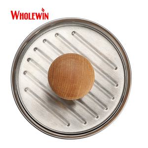 5 pouces en acier inoxydable 304 Burger Press Eco-Friendly <span class=keywords><strong>Hamburger</strong></span> Patty Maker avec manche en bois pour la préparation de la viande de cuisine à domicile - Product Image 3