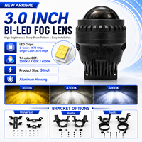 YHKOMS Y3 Lentille de projecteur antibrouillard Bi-LED tricolore 3 pouces IP68, mise à niveau faisceau haut/bas pour l'éclairage automobile