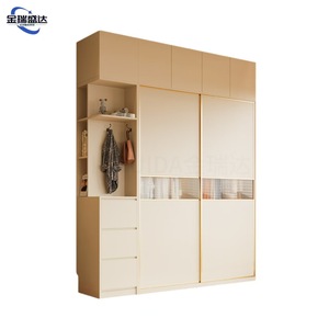 Armoire suspendue à portes coulissantes en chêne de style panneau minimaliste moderne Jinruishengda pour chambre à coucher, petites maisons, meubles de maison - Product Image 6
