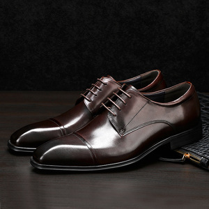 Chaussures Oxford en cuir véritable à bout pointu avec sangle réglable et soutien de la voûte plantaire pour hommes - Chaussures habillées décontractées pour le bureau et la carrière - Product Image 1