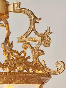 Oro francese Vintage antico ottone lanterna pranzo luce pendente Hotel corridoio lampada a candela di vetro di lusso lampadario - Product Image 4