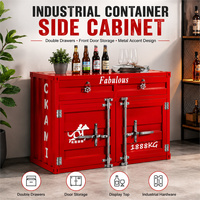 Armoire de rangement de style conteneur rouge, directement de l'usine, avec quatre compartiments, pour la maison, le café, la vente au détail, la salle d'exposition, l'utilisation commerciale