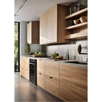 Meuble de cuisine modulaire personnalisé CBMmart en bois avec plan de travail en stratifié/résine, design moderne pour la construction de maisons