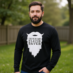 T-shirt à manches longues pour hommes barbus, imprimé 'This Is My Flavor Saver', chemise promotionnelle pour barbues - Product Image 3