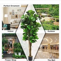 Décoration d'intérieur Faxu : Ficus Lyrata Pandurata Artificiel en Pot, Tronc en Bois, Feuilles en Plastique et Tissu, 180 cm