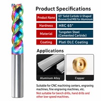 Fraise à queue plate à 3 cannelures DLC Rainbow Coated U Flute, longueur étendue, pour aluminium, en carbure monobloc, outil CNC OEM LingFuTools