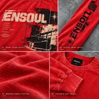 T-shirts à manches longues pour hommes, coupe ample, imprimés streetwear, 100 % coton 300 g/m², effet délavé vintage, personnalisables par fournisseur OEM