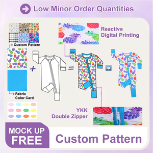 Pigiama per bambini di fabbrica di alta qualità con cerniera stampata in morbido bambù per bambini a maniche corte alla moda per i produttori di tute personalizzate <span class=keywords><strong>Boutique</strong></span> - Product Image 6