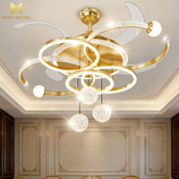 Lustre de plafond LED intelligent moderne, or/noir, à intensité variable, température de couleur 2700-6000K, éclairage de luxe pour salon
