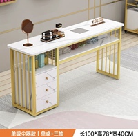 Ensemble de meubles de salon de beauté Zs, table de manucure, table de bar à ongles, luxe, capitonnée, bois + métal, avec chaise