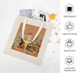 Bolso de mano de lona Meerkat Near Sea Buckthorn con asas, bolsas de compras reutilizables, bolso plegable, bolsos de hombro - Product Image 6