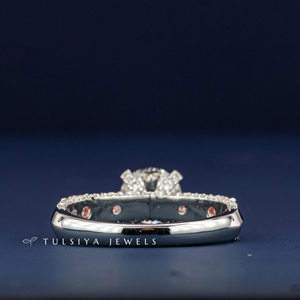 Bague en or 14 carats avec diamant de laboratoire pour femme, bague élégante à large bande avec diamant synthétique haut de gamme, bijoux de fiançailles et de mariage - Product Image 3