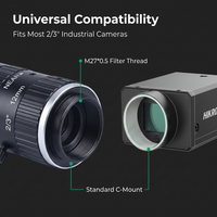 Lente de Cámara de Visión Artificial de Alto Rendimiento con Montura C de Enfoque Fijo de 10MP, 2/3" 12mm F2.8-F16, Formato Completo, en Oferta