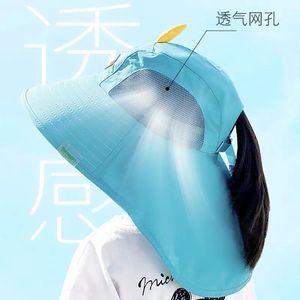 Childrens Sun Hat Blue Breathable Neck <b>Protector</b> Elastic Y <b>Back</b> Toddler Unisex Summer Beach Hat - Product Image 4