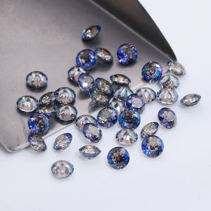 Piedras preciosas sueltas de 6mm, piedras <span class=keywords><strong>CZ</strong></span>, forma redonda, Color de sombra azul, corte de Nido de Pájaro, Zirconia cúbica sintética para bricolaje o fábrica - Product Image 3