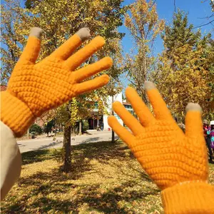 Зимние волшебные перчатки для сенсорных экранов для женщин и мужчин, теплые эластичные вязаные шерстяные варежки, акриловые перчатки