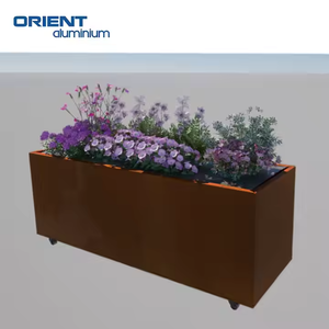 Pot de fleur <span class=keywords><strong>rectangulaire</strong></span> pour jardin extérieur <span class=keywords><strong>Jardinière</strong></span> murale en aluminium avec blocs de <span class=keywords><strong>béton</strong></span> Pots à revêtement en poudre à motif carré et finition noire - Product Image 5