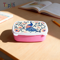 Boîte à lunch en plastique pour enfants Topjlh, sublimation, sans BPA, compartimentée, impression par transfert thermique personnalisée