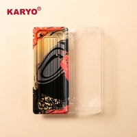 KARYO 1102 OEM Barquette à sushi jetable en plastique personnalisée avec couvercle transparent, récipient alimentaire rectangulaire, boîte à emporter pour restaurant