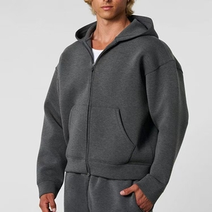 Sweat à <span class=keywords><strong>capuche</strong></span> oversize à fermeture éclair, style streetwear, logo personnalisé OEM, haute qualité, 420 GSM, lourd, coupe ample, pour homme - Product Image 2