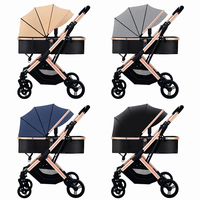 Poussette Bébé 2-en-1 en Gros, Pliage Compact à une Touche, 4 Positions (Assis, Allongé, Plat), Suspension 4 Roues, 7,5 kg avec Capote pour Nouveau-nés