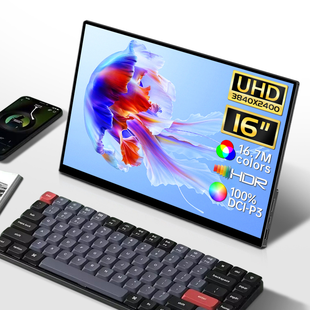 16inch 16:10 4K 500Nits Full Lamination Touch IPS Aluminum Alloy Frame HDR FreeSync Ultra Slim Lightweight Portable Monitor