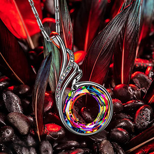 Collana con ciondolo colorato a gradiente di pavone per donna, gioielli di moda in stile etnico boho - Product Image 2