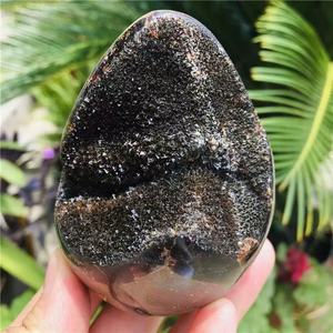 Huevo de Dragón Septariano Natural, Geoda, Piedra Semipreciosa, Cristal Negro Druzy, Reiki, Wicca, Meditación, Decoración de Escritorio, Regalo - Product Image 3