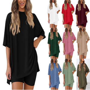 <span class=keywords><strong>Pigiama</strong></span> Estivo Personalizzato 2026 per Donna, Nuovo Set Casual alla Moda, Tinta Unita, Vestibilità Comoda, Abbigliamento Femminile - Product Image 2