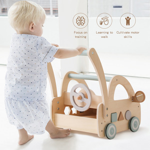 Offre Spéciale éducatif apprentissage précoce Push Pull marchette chariot enfants <span class=keywords><strong>en</strong></span> <span class=keywords><strong>bois</strong></span> supermarché panier jouet pour enfants garçons - Product Image 5