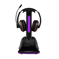 Support de charge RGB avec support pour casque, station d'accueil universelle pour manettes PS5/PS4/Xbox Series X/Switch Pro, chargeur à effet lumineux LED