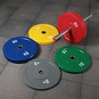 Équipement de fitness, plaques de poids en caoutchouc massif à gros trous, plaques de musculation, plaques de bumper colorées, plaques de barre en caoutchouc massif